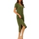 thumbnail image 4 of INSPIRAR CHIC Camisón de Mujer con Cuello en V, Manga Corta, Camisón Largo, Vestido de Lounge de Primavera Verano con Bolsillo 2XL Verde Ejército, 4 of 6