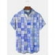 thumbnail image 3 of Camisa de hombre nueva con estampado a cuadros, manga corta, estilo cubano, hawaiano, de gran tamaño, para fiestas de verano, unisex, para hombre, 3 of 4