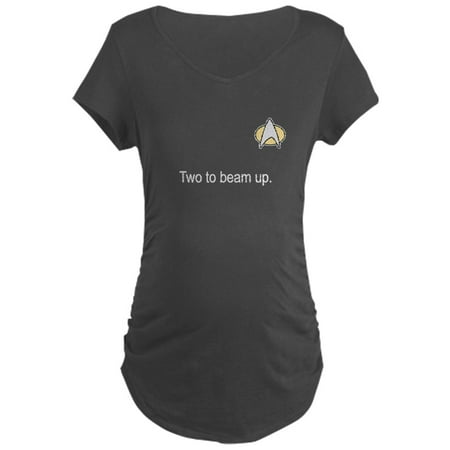 

CafePress - Two To Beam Up White Font Maternity T Shirt - Maternity Dark T-Shirt