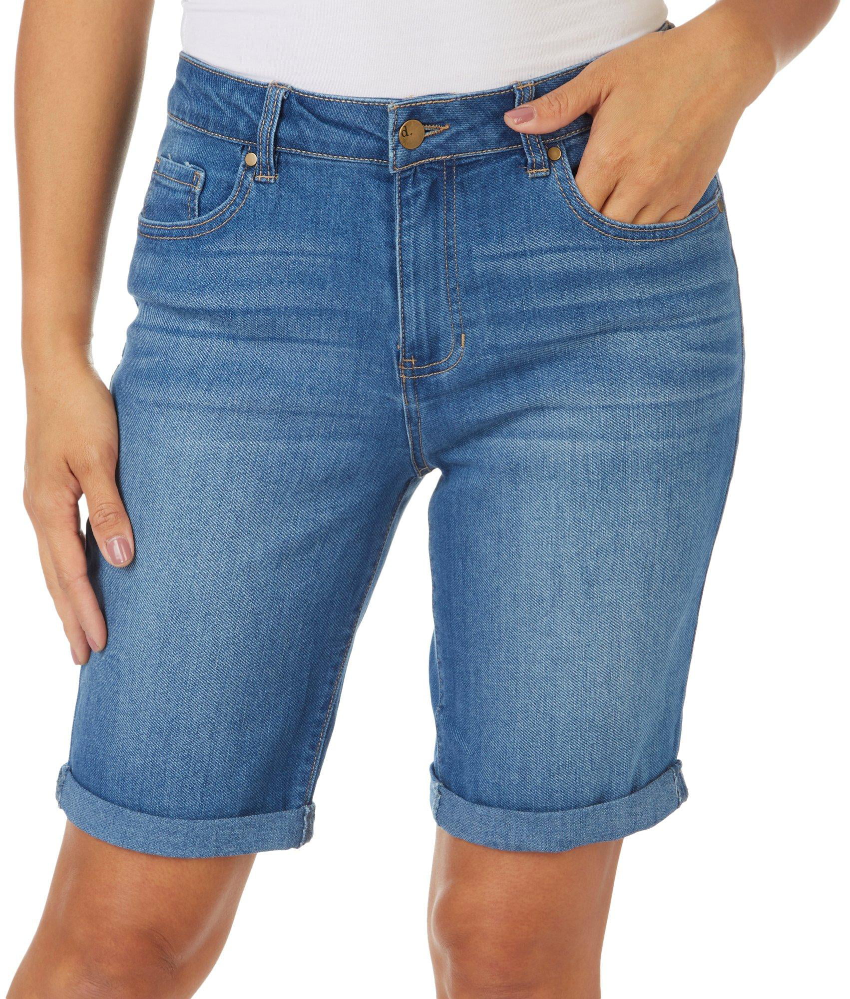Womens High Waisted Stretchy Pull-On Skinny Denim Jegging & Bermuda Shorts