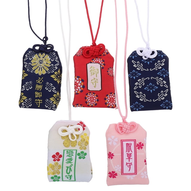 5 piezas de amuleto japonés Omamori, exquisito amuleto japonés, bolsa de la fortuna única, estilo aleatorio