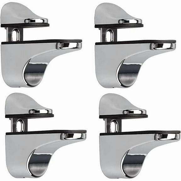 Adjustable Glass Shelf Support, 4 Pcs Wall Mount Glass Clamp, Compatible with Glass Shelves, Clear Tabletop Holder