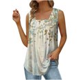 thumbnail image 2 of ICHUANYI Clearance Women's Summer Casual Tank Tops Loose Fit Pleated Sleeveless Tops(Green, S) ICHUANYI WER2023080912931, 2 of 5