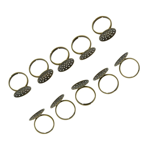 10 Piezas De Ajustable De Latón En Resultados Almohadilla Plana De 16 Mm Manualidades De Bricolaje - Bronce Yinane Anillos en blanco