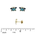 thumbnail image 2 of 18K Solid Yellow Gold Blue enamel Crab Stud Covered Screwback Earrings, 2 of 3