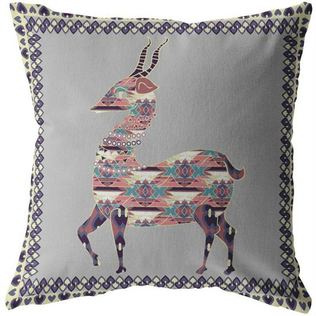Oreiller en Tissu Intérieur/extérieur avec Zip Violet sur Cream26x26