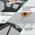 thumbnail image 2 of L Shaped Computer Desk with Keyboard Tray L-Shaped Home Office Desk Corner Desk with Scratch-Resistant Glass Top Table for Home Office Study, Clear, 2 of 7
