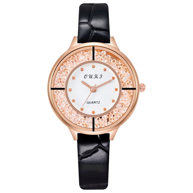 Reloj de cuarzo para mujer, relojes para mujer, moda para mujer, cristal dorado, cuero, analógico, reloj de pulsera de cuarzo, el reloj