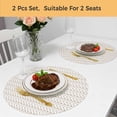 thumbnail image 5 of Simple Line White Round 13 Inch Placemats Set of 2, Beige Modern Art Geometric HeatResistant Non Slip Place Mats for Dining Table, Wipeable Braided Kitchen Table Mats for Housewarming, 5 of 9