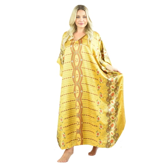 Up2date Fashion's Women's Caftan / Kaftan / Muumuu / Mumu, Golden Delight Print