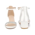 thumbnail image 4 of BLISSFUL STEP Satin Rhiness Open Toe Block Heel Sandals for Women White 6, 4 of 4