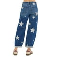 thumbnail image 5 of RISEN Mid Rise Ankle Length Relaxed Barrel Star Printed Jeans, 5 of 6