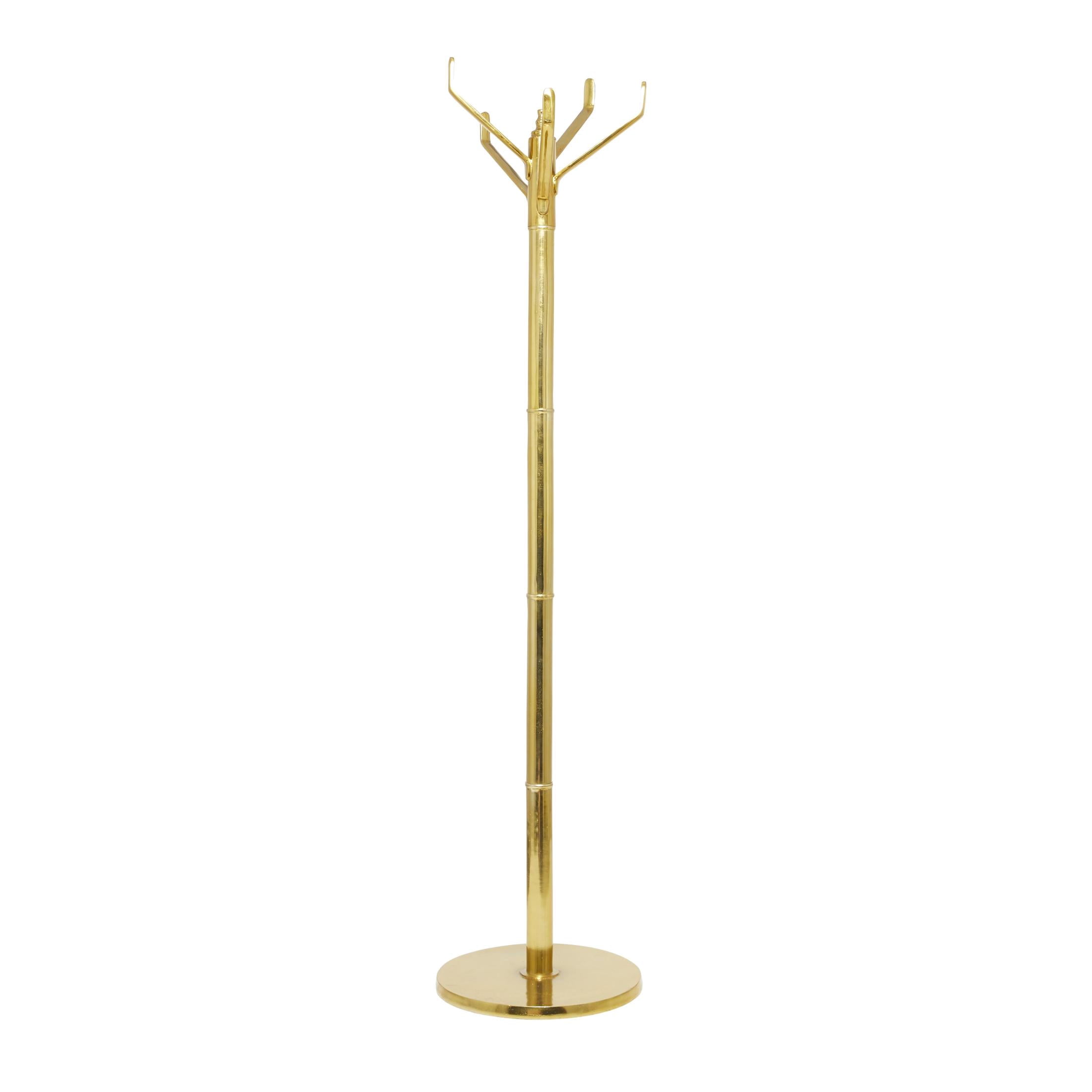 DecMode 15" x 69" Gold Aluminum Metal Sleek 4 Hook Coat Rack, 1-Piece