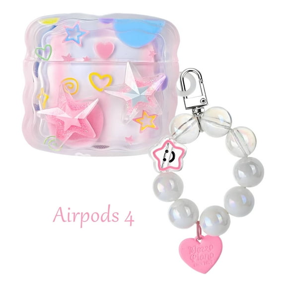 GJX Case for Airpods 4,3D Star Design Protection Cover for Airpods 4 Case,Cute Fresh Style Protective Case Cover for Apple Airpods 4,Style