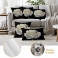 thumbnail image 6 of Flower Black Outdoor Waterproof Pillow Covers, Gold White Abstract Floral Aesthetic Decorative Square Throw Pillowcase Sofa Cushion Sham for Patio/Couch/Chair, 24"x24" 2 Pack, 6 of 8