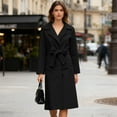 thumbnail image 5 of Women's 2025 Wool Blend Long Coat, Mid-Length Trench Style Fall Winter Overcoat with Belt, Elegant Lapel Design Warm Woolen Coat for Women, Timeless Casual Longline Belted Outerwear Black M, 5 of 9