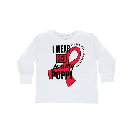 

Inktastic Sickle Cell Awareness I Wear Red For My Poppi Gift Toddler Boy or Toddler Girl Long Sleeve T-Shirt