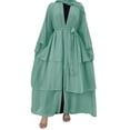 thumbnail image 3 of IBTOM CASTLE Muslim Chiffon Abaya for Women Open Front Cardigan Modest Dress with Hijab Scarf Middle East Arabian Robe Islamic Long Dress L Mint Green, 3 of 8