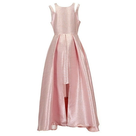 Tween Diva Girls Pink Shimmery Split Pleated Design Christmas Dress ...