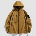 thumbnail image 3 of Rain Jackets for Men 2025 Windproof Waterproof Outdoor Zip Up Hooded Jacket with Pockets Outerwear Coat Hoodie, 3 of 4