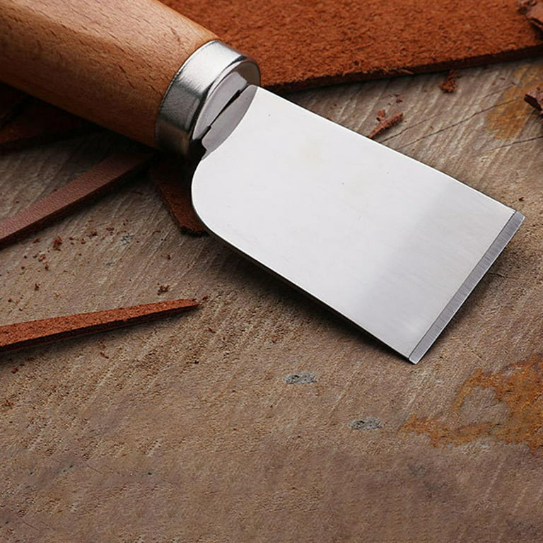 Leathercraft Knife - Leather Skiving Knife, Leather Working Knife Tools with Wooden Handle Easy Trimming & Edge Skiving Leathercraft Craft Tool for