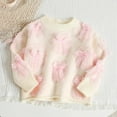 thumbnail image 2 of Lorytime Sweaters for Girls with Cute Print Kids Bear Bow Soft Pullover Crewneck Long Sleeve Tops Soild Knitwear 3 Years, 2 of 9