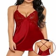 thumbnail image 1 of Europa y los Estados Unidos ropa interior sexy sexy imitación hielo seda espalda cruzada tirantes camisón divertido conjunto, 1 of 6