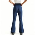 thumbnail image 2 of Felirenzacia Women's High Elastic Wasitband Skinny Flare Leggings, Seamless Fitness 4 Way Stretch Yoga Bootcut Athletic Pants, Dark Blue,S, 2 of 10
