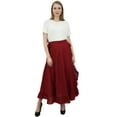 thumbnail image 2 of Phagun Women's Cotton Ruffled Self Belt Solid Magic Wrap Hippie Skirt-Maroon, 2 of 7
