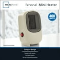 thumbnail image 4 of Mainstays 400W Personal Electric Ceramic Mini Heater for Home,Indoor Use Only,Vanilla, New, 4 of 11