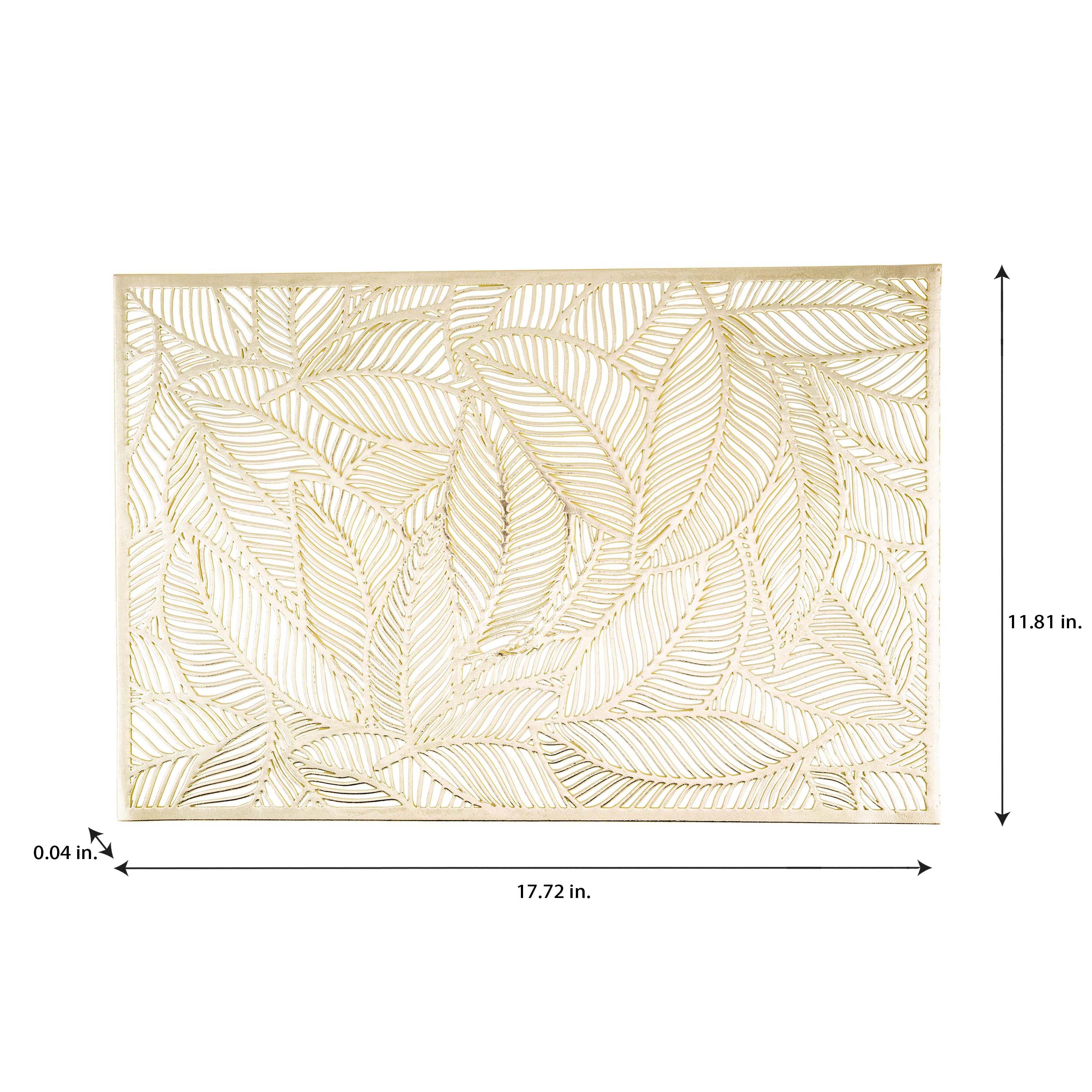 Home Details Set of Four Pear Leaf Laser Cut Table Place Mat, Gold