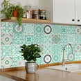 thumbnail image 3 of Mi Alma Light Green Floral Peel & Stick Tiles - Vinyl Backsplash 8x8, 3 of 11