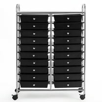Topbuy 20-Drawers Rolling Storage Cart with Organizer Top Black