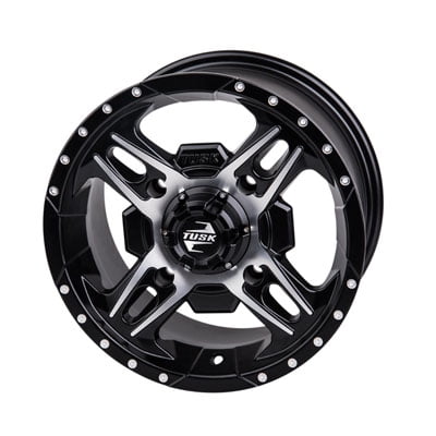4/110 Beartooth Wheel 12x7 5.0 + 2.0 Machined/Black for Kawasaki BRUTE FORCE 650 4x4i 2011-2013