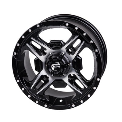 4/110 Beartooth Wheel 12x7 5.0 + 2.0 Machined/Black for Yamaha GRIZZLY 700 4x4 2007-2019