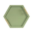 thumbnail image 5 of Kate and Laurel Halsey Decorative Hexagon Tray with Gold Metal Handles, 18 x 16, Green and Gold, Modern Glam Serving Tray with Handles for Living Room Decor, 5 of 9