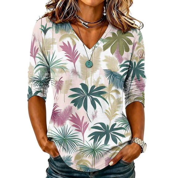 Sewkxo Womens Summer Tops Short Sleeve Casual Shirts Floral Tee Trendy 2026 Basics V Neck Plain Tshirt,Army Green 2XL