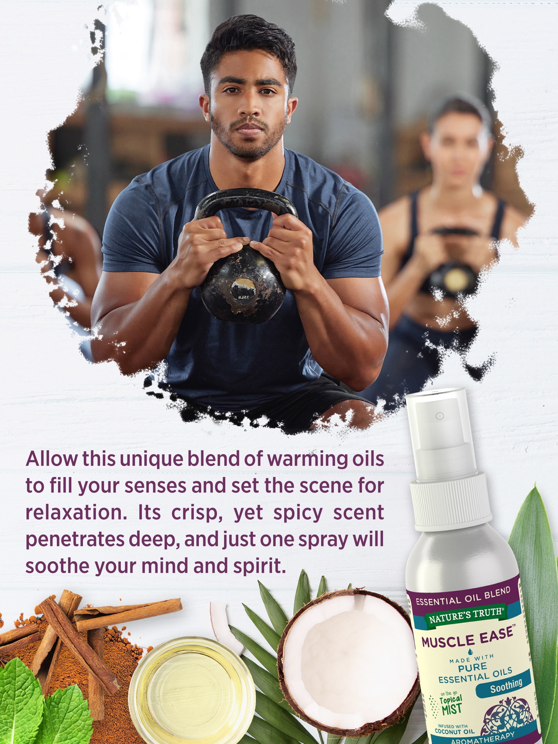 Muscle Ease Essential Oil | 2.4 fl oz | Soothing Topical Mist | by Nature's Truth