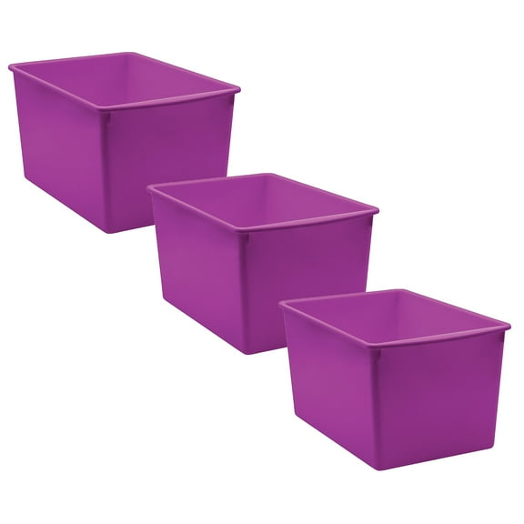 Teacher Created Resources Purple Plastic Multi-Purpose Bin, Pack of 3