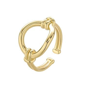 S925 Bague en Argent Sterling pour Femmes Ronde Bague à Nœud Creux avec Taille Réglable