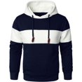 thumbnail image 1 of AIR-Menu2019s Long Sleeved Plaid Hooded Sweatshirts Patchwork Color Pullover Hoodies with Drawstring, 1 of 4
