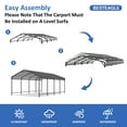 thumbnail image 2 of MUCHANT 12'x20' Outdoor Metal Carport, Heavy Duty Garage Galvanized Car Shelter with Enhanced Base for Pickup, Boat, Car and Tractors, 2 of 8