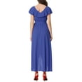thumbnail image 3 of INSPIRE CHIC Wrap Dress for Women's Cap Sleeve Ruffled V Neck Casual Maxi Dresses Blue XL, 3 of 5