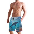 thumbnail image 2 of Dailycode Men's Quick Dry Swim Trunks Beach Shorts Casual Summer Board Shorts with Pockets, Dolphin in Ocean, 2 of 8