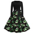 thumbnail image 2 of Women's Halloween Hepburn Dresses Witch Hat Bat Crew Neck Spooky Hepburn Dress Ghost Spider Webeb Long Sleeve Funny Hepburn Dresses, 4XL, 2 of 6