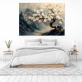 thumbnail image 3 of Mudket White Plum Blossom with Gold Branch & Mountain Canvas Wall Art, Vintage Floral Wall Decor, Framed Ready to Hang Artwork for Living Room Bedroom Office - 12"L x 8"W, 3 of 10