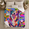 thumbnail image 5 of Joyful Australian Shepherd Graffiti Dog Portrait, Dramatic Pet Portrait Pattern, Warm Flannel Blanket for Living Room and Bedroom, Dog Lovers Just Because Gift, Pet Lover Home Decor, 5 of 9