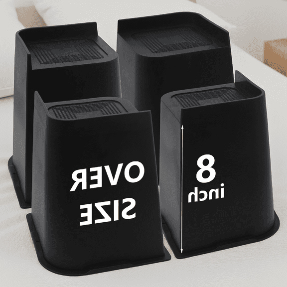 SWOEBTH 4 Pack Bed Risers 8 Inch, Heavy Duty Furniture Lifts for Bed Frame, Sofa, Table and Chair, Black