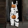 thumbnail image 2 of JULMCOMO Cotton Linen Jumpsuits for Women Halloween Haunted Castle Pumpkin Bat Print Spaghetti Strap Jumpsuits Plus Size Costume Holiday Overalls White M, 2 of 5