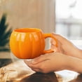 thumbnail image 3 of 12Oz Halloween Pumpkin Ceramic Mug, Spooky Fall Coffee Cup with Handle for Home Office Party Gatherings No Lid, Halloween Mug Pumpkin Mug Cute Ceramic Cup for Gifts, 3 of 5